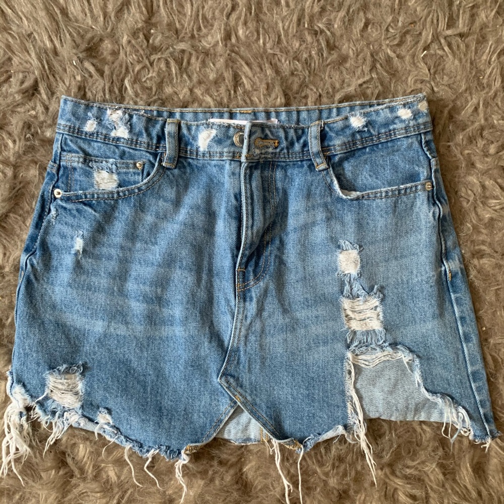 Zara Light Wash Denim Skirt